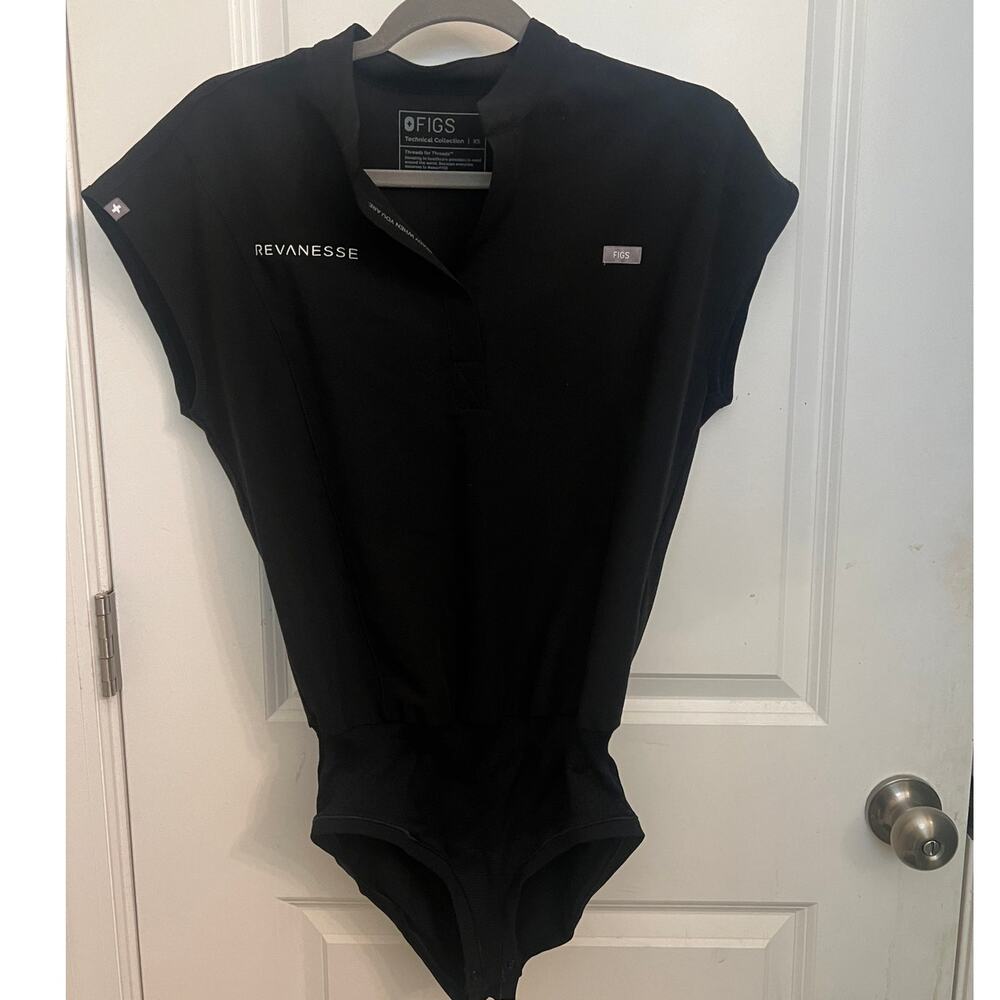 Figs Rafaela Brief Scrub Bodysuit Top XS Black utilitarian techwear professional